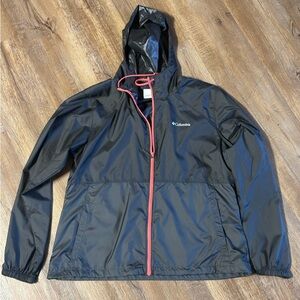 Columbia Black Windbreaker with Pink Accent
